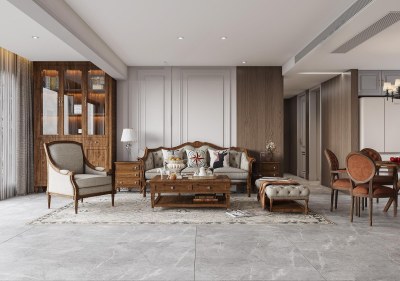 美式客餐厅3D模型下载